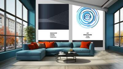 The vector illustration of the editable layout of A4 format cover mockups design templates with geometric background made from dots, circles for brochure, magazine, flyer, booklet, annual report. Wall mural