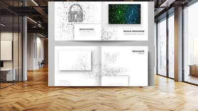 The vector layout of two covers templates for square design bifold brochure, magazine, flyer, booklet. Binary code background. AI, big data, coding or hacker concept, digital technology background. Wall mural