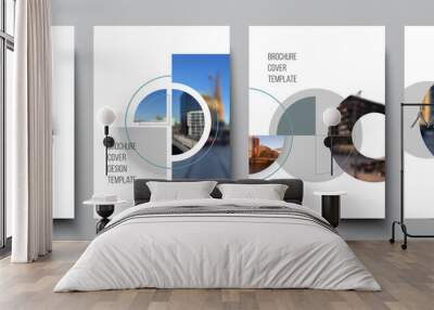 Vector layout of A4 cover mockups design templates for brochure, flyer layout, booklet, cover design, book, brochure cover. Background with circle round banners. Corporate business concept template. Wall mural