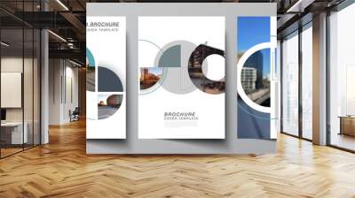 Vector layout of A4 cover mockups design templates for brochure, flyer layout, booklet, cover design, book, brochure cover. Background with circle round banners. Corporate business concept template. Wall mural