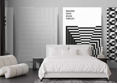 Vector layout of A4 format modern cover mockups design template for brochure, magazine, flyer, booklet, report. Trendy geometric abstract background in minimalistic flat style with dynamic composition Wall mural