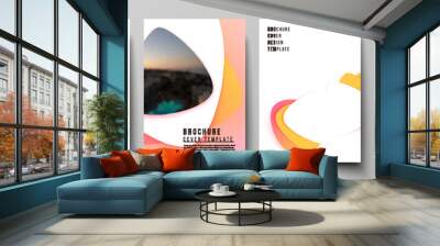 Vector layout of A4 format modern cover mockups design templates for brochure, magazine, flyer, booklet, report. Yellow color gradient abstract dynamic shapes, colorful geometric template design. Wall mural