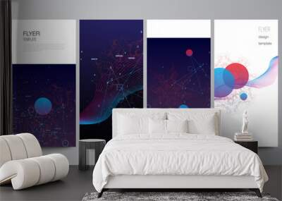 Vector layout of flyer, banner templates for website design, vertical flyer design, website decoration backgrounds. Artificial intelligence, big data visualization. Quantum computer technology concept Wall mural