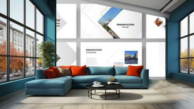 Vector layout of the presentation slides design business templates, multipurpose template with geometric simple shapes, lines and photo place for presentation brochure, brochure cover, business report Wall mural