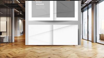 Vector layout of two A4 cover mockups design templates for bifold brochure, flyer, cover design, book design, brochure cover. Halftone dotted background with gray dots, abstract gradient background. Wall mural