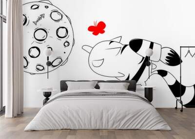 cute fat cat. vector illustration, fat cat concept Wall mural