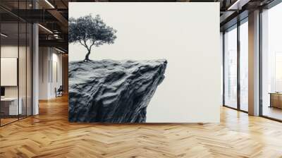 A tree growing on the edge of an abyss Wall mural