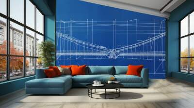 blueprint of cable  bridge Wall mural