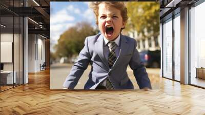 executive boy screaming and angry Wall mural