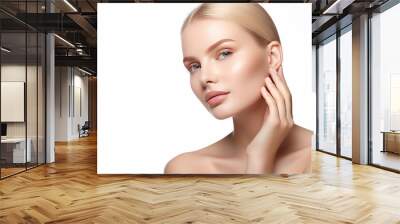 Beautiful face of young woman with perfect health skin. AI Generative Wall mural