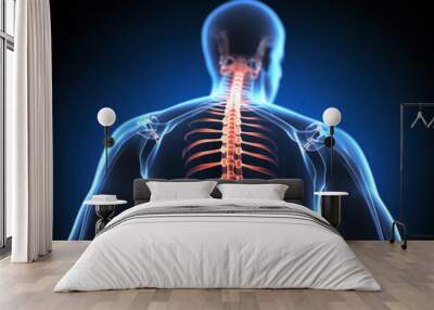 futuristic medical research of back spine back, spine, herniated disk pain health care Wall mural