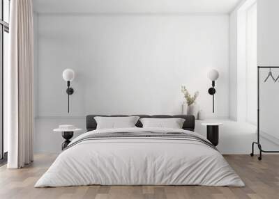 modern minimalist interior with a big empty white wall. AI Generative Wall mural