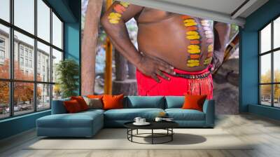 Details of Native Australian man with body painting Wall mural