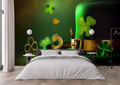 st patrick day's decorative illustration, generative ai Wall mural