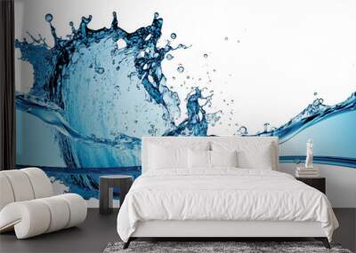 Water splash isolated on white, no background created with generative AI technology. Wall mural