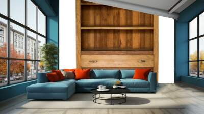 wooden shelves isolated Wall mural