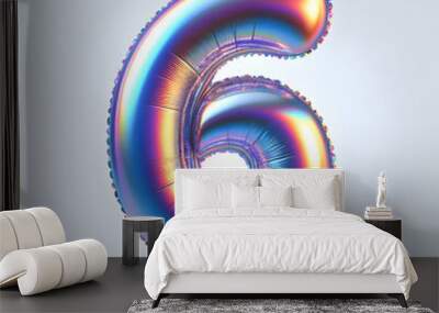 number 6 holographic balloon isolated on white background Wall mural