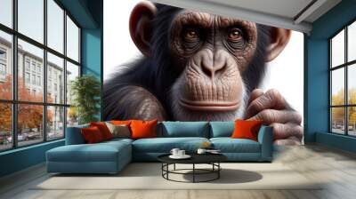 realistic chimpanzee isolated on white background Wall mural