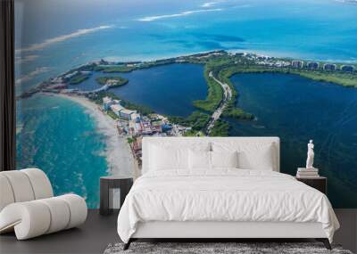 aerial view of beach cancun mexico Wall mural