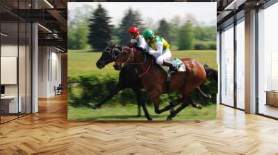 a scene of a horse race Wall mural