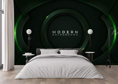 9. Modern Background Metallic Elegant Circle with Shiny Green Line Wall mural