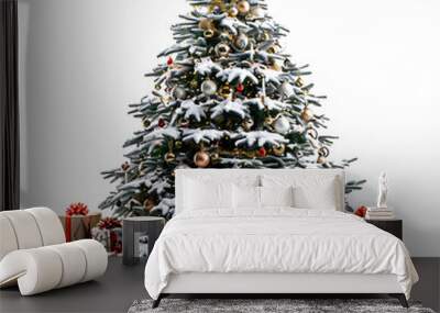 Christmas tree with gifts on isolated transparent background Wall mural