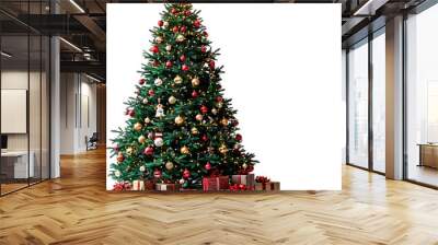 Christmas tree with gifts on isolated transparent background Wall mural