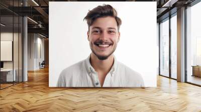 closeup shot of happy young man posing on white isolated background Wall mural