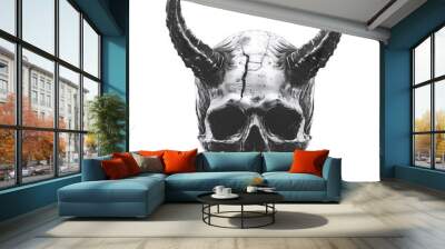 Devil skull with horns on isolated transparent background Wall mural