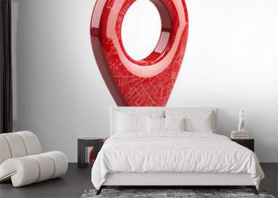 Red location icon 3d style on isolated transparent background Wall mural