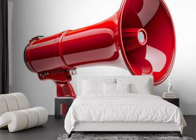 Red megaphone on isolated transparent background Wall mural