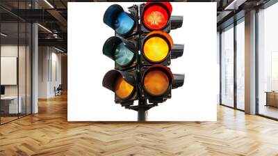 Traffic light on isolated transparent background Wall mural