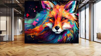 abstract watercolour painting of fox Wall mural