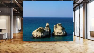 Italy, Puglia: View of Two Sisters, rocks in Salento. Wall mural