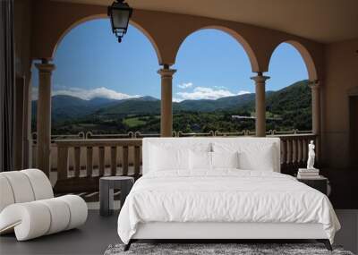 Italy, Umbria: Foreshortening of Cascia, the village of Saint Rita. Wall mural