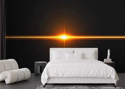 A bright orange light streaks across a dark background Wall mural