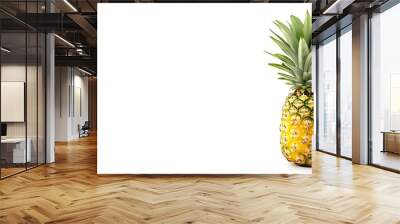 A whole ripe pineapple with green leaves isolated on a white background. Wall mural