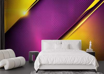 Abstract background with diagonal lines, golden and purple colors. Wall mural