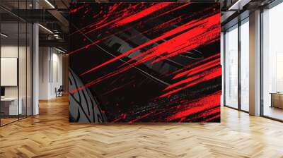 Abstract black and red background with tire tread. Wall mural