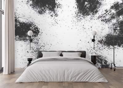 Abstract black and white grunge texture with radial lines and splatters. Wall mural