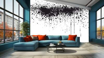 Abstract black ink splatter on a white background. Wall mural