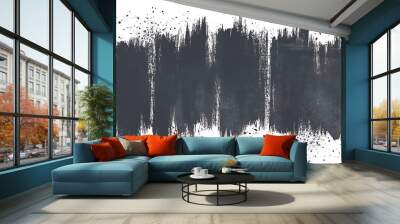 Abstract black paint stroke on white background. Wall mural