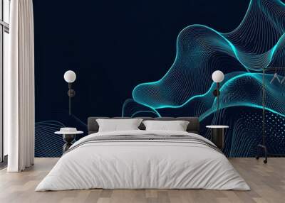 Abstract blue and black wave pattern background. Wall mural