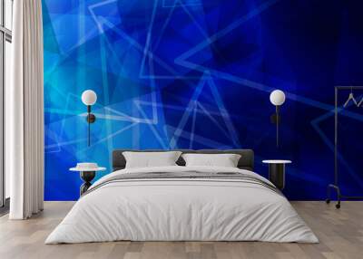 Abstract Blue Geometric Background with Overlapping Triangles and Rectangles Wall mural