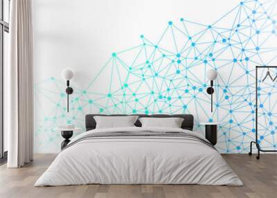 abstract colorful colorful lines with connected dots in white background Wall mural