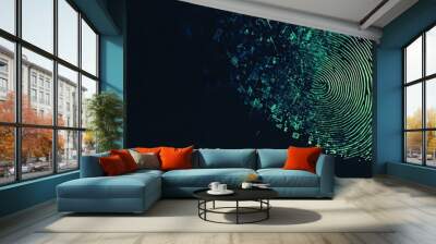 Abstract Digital Fingerprint with Disintegrating Pixels Wall mural