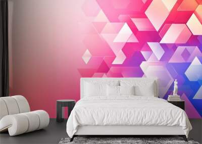 Abstract geometric background with pink, blue, and white shapes. Wall mural