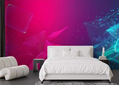 Abstract geometric background with pink and blue shapes. Wall mural