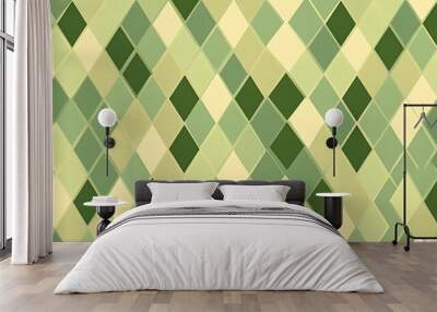 Abstract Green and Yellow Diamond Pattern Wall mural