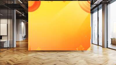 Abstract yellow and orange background with floating shapes. Wall mural